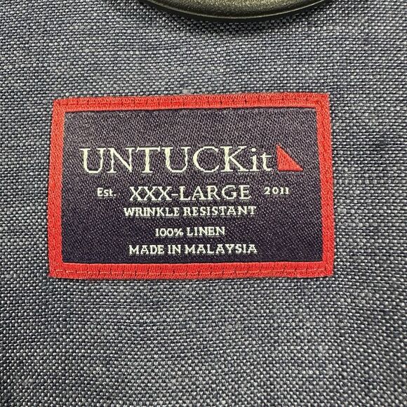 Untuckit Shirt Mens 3XL 100% Linen Blue Button Down Short Sleeve Preppy - Picture 3 of 7
